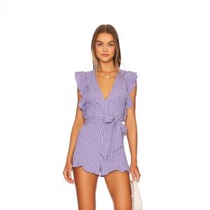 Lovers + Friends Purple Gingham Romper